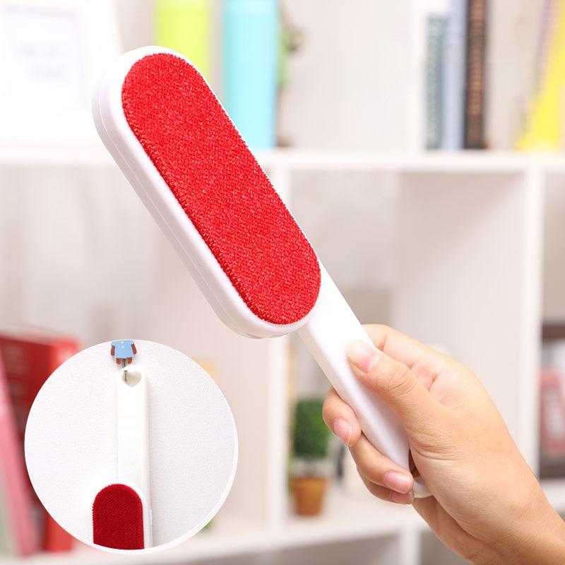 Reusable Double-Sided Pet Hair Brush with Self-Cleaning Base